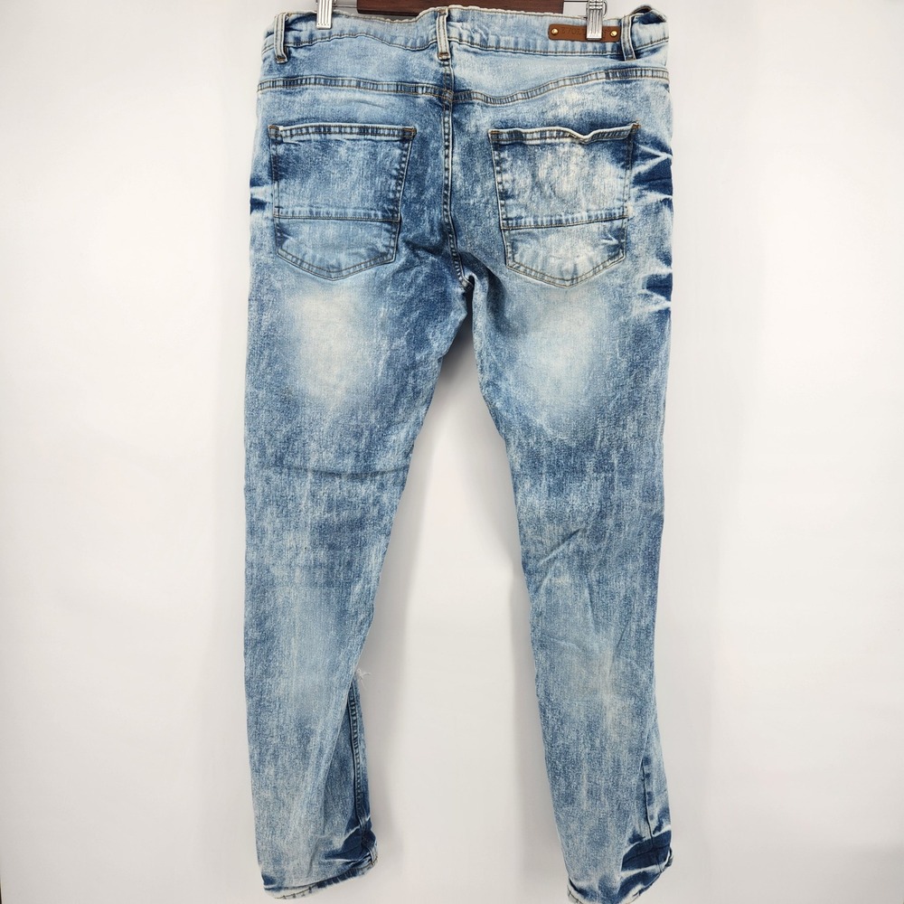 EVOLUTION IN DESIGN Mens Acid‎ Wash Distressed Ripped Jeans Size 38 - Picture 5 of 8